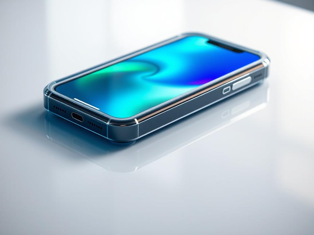 A modern smartphone prototype encased in a transparent shell, showcasing its sleek design and anticipated features. The device is positioned on a minimalist white tabletop, subtly reflecting the surrounding environment. Vibrant hues of blue and green emanate from the screen, hinting at the device's advanced display capabilities. Soft, diffused lighting illuminates the scene, capturing the anticipation and excitement surrounding this highly anticipated new iPhone release. The overall composition conveys a sense of innovation, technological advancements, and the user's eager anticipation to experience the device's cutting-edge functionality. A modern smartphone prototype encased in a transparent shell, showcasing its sleek design and anticipated features. The device is positioned on a minimalist white tabletop, subtly reflecting the surrounding environment. Vibrant hues of blue and green emanate from the screen, hinting at the device's advanced display capabilities. Soft, diffused lighting illuminates the scene, capturing the anticipation and excitement surrounding this highly anticipated new iPhone release. The overall composition conveys a sense of innovation, technological advancements, and the user's eager anticipation to experience the device's cutting-edge functionality.