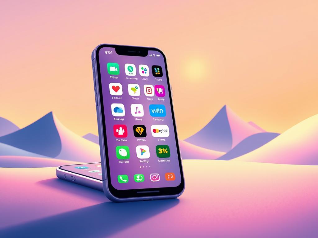 A vibrant, modern illustration showcasing the best mobile apps of 2021. In the foreground, a sleek smartphone displays a variety of colorful app icons, each representing a different category of daily utility - productivity, fitness, entertainment, and more. The middle ground features a minimalist landscape of geometric shapes and gradients, creating a dynamic, futuristic backdrop. Soft, diffused lighting bathes the scene in a warm, inviting glow, conveying a sense of innovation and progress. The overall mood is one of excitement and possibility, capturing the innovative spirit of the latest must-have apps for everyday life.