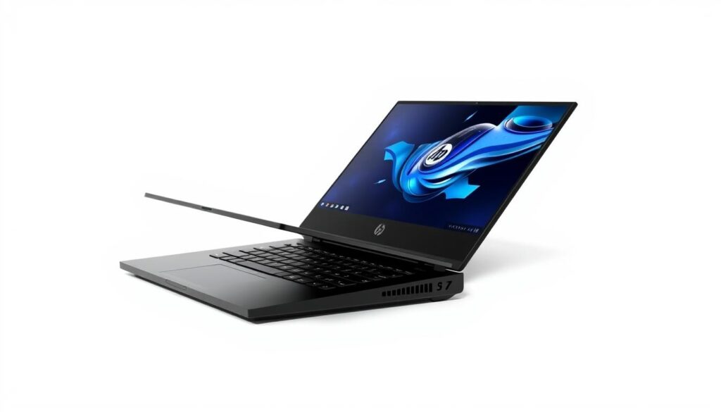 HP Victus 15 Gaming Laptop mit geöffnetem Display in schlichtem Design