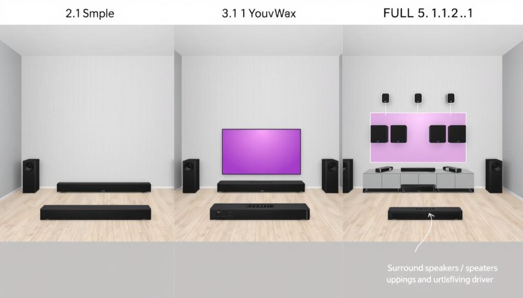 Verschiedene Soundbar-Konfigurationen im Vergleich